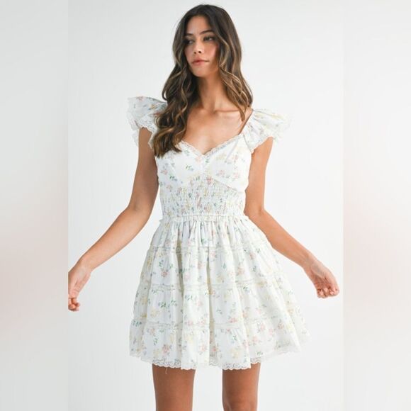 Floral Ruffle Sleeve Dress - Picture 3 of 15